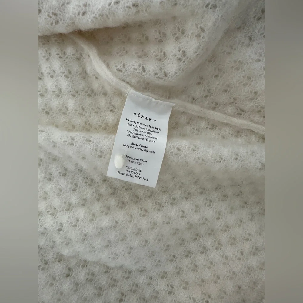 Sézane Cream Textured Mohair-Blend Cardigan - Picture 7 of 7
